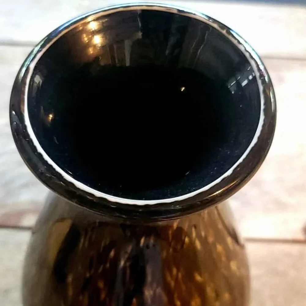 Vase, Vinci by Dynasty Gallery, Brown Black Cased Art Glass